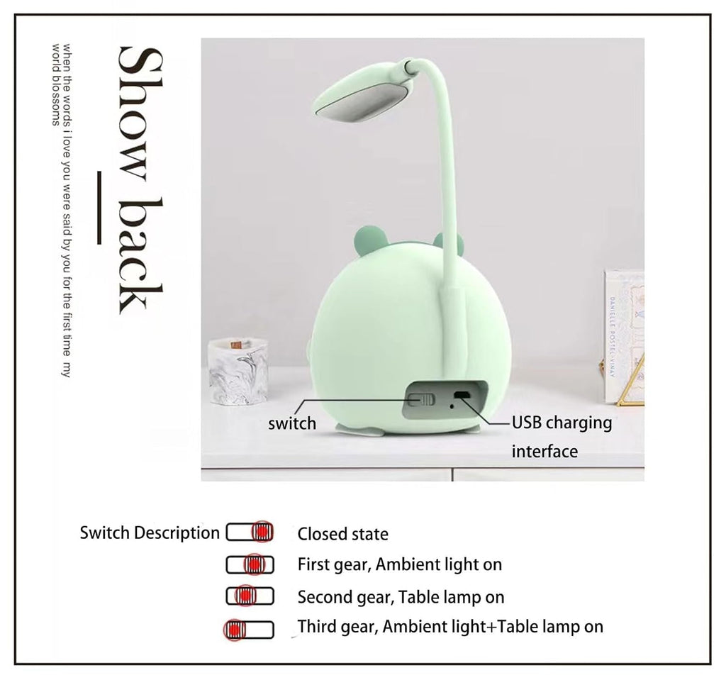 MoonlitDreams Rechargeable USB Warm Light LED Children Eye Protection Desk Lamps for Study Table Work from Home Yellow Color Light, Plastic, Cute Kids Lamp Pack of 1