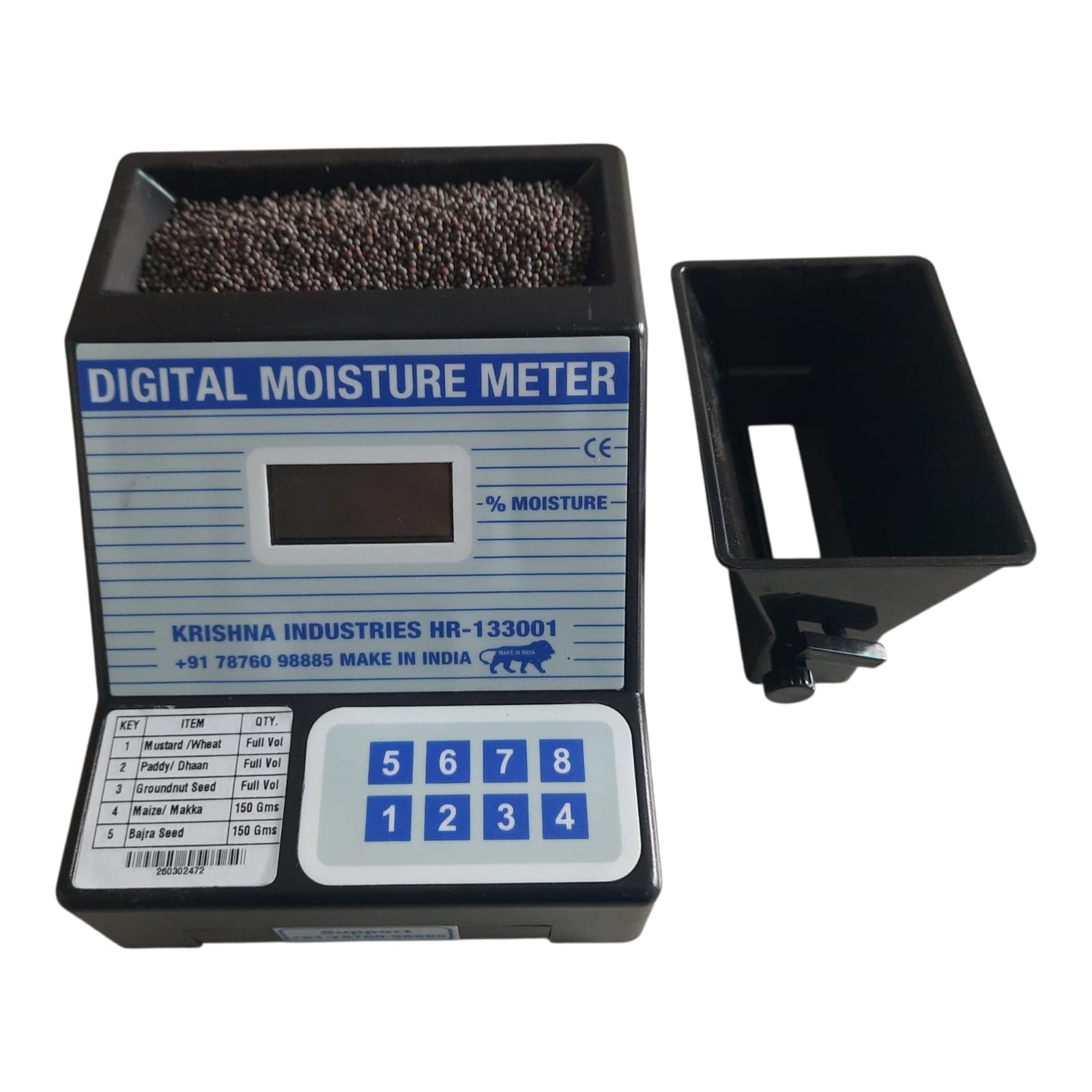 Digital Grain Moisture Meter for Mustard, Maize, Paddy, (Sarso, Makka, Dhaan) Bajra & Groundnut Seeds | Compact & Lightweight |Low Power Consumption | 3.5 Digit LCD Display | ISO Approved