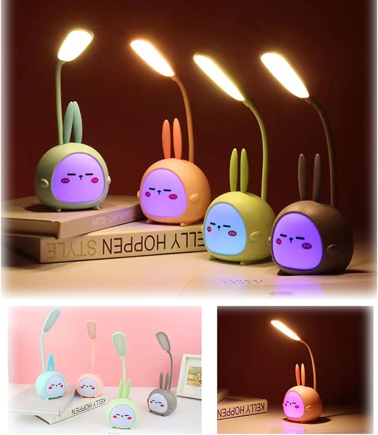 MoonlitDreams Rechargeable USB Warm Light LED Children Eye Protection Desk Lamps for Study Table Work from Home Yellow Color Light, Plastic, Cute Kids Lamp Pack of 1