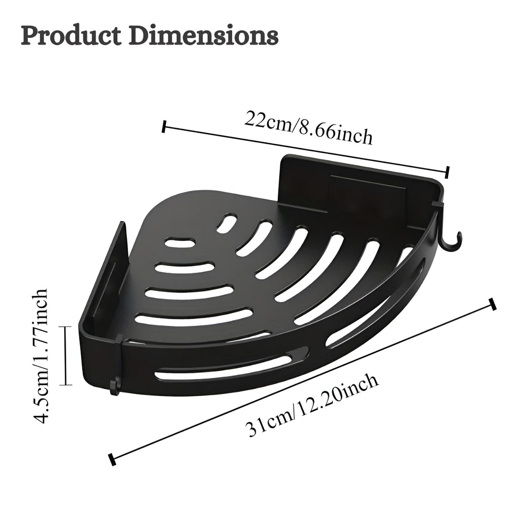 SquareUp Self-Adhesive Wall-Mount ABS Plastic Bathroom Corner Shelf Rack Organizer Without Drill Storage Shelves Holder/Accessories (Black, Pack of 2)