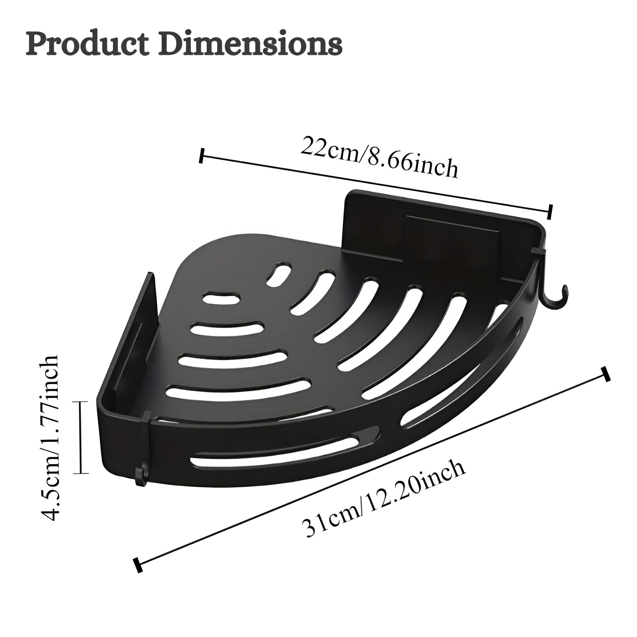 SquareUp Self-Adhesive Wall-Mount ABS Plastic Bathroom Corner Shelf Rack Organizer Without Drill Storage Shelves Holder/Accessories (Black, Pack of 2)