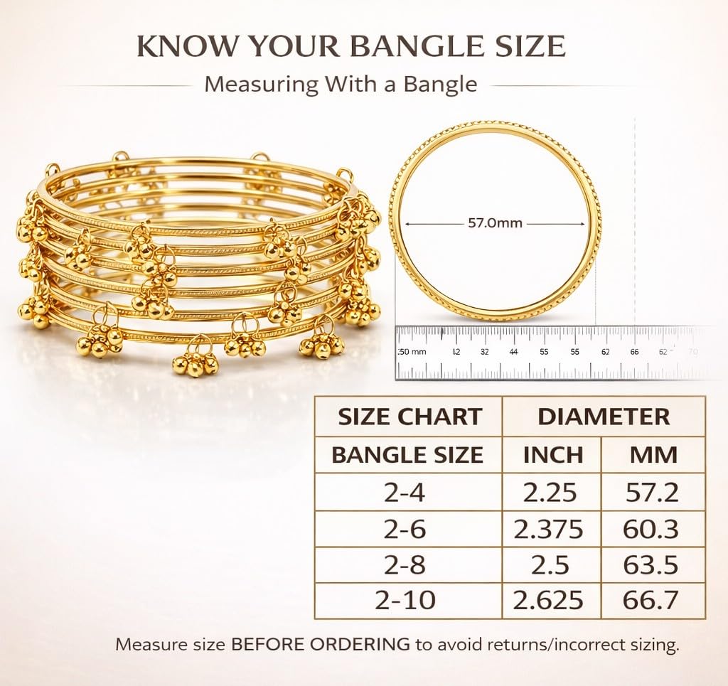 SUPER SOFTENER 8 Pcs Ghunghroo Kashmiri Bangles Set for Women Stylish | Gold Tone Kashmiri Chudi | Lightweight Traditional Jewellery