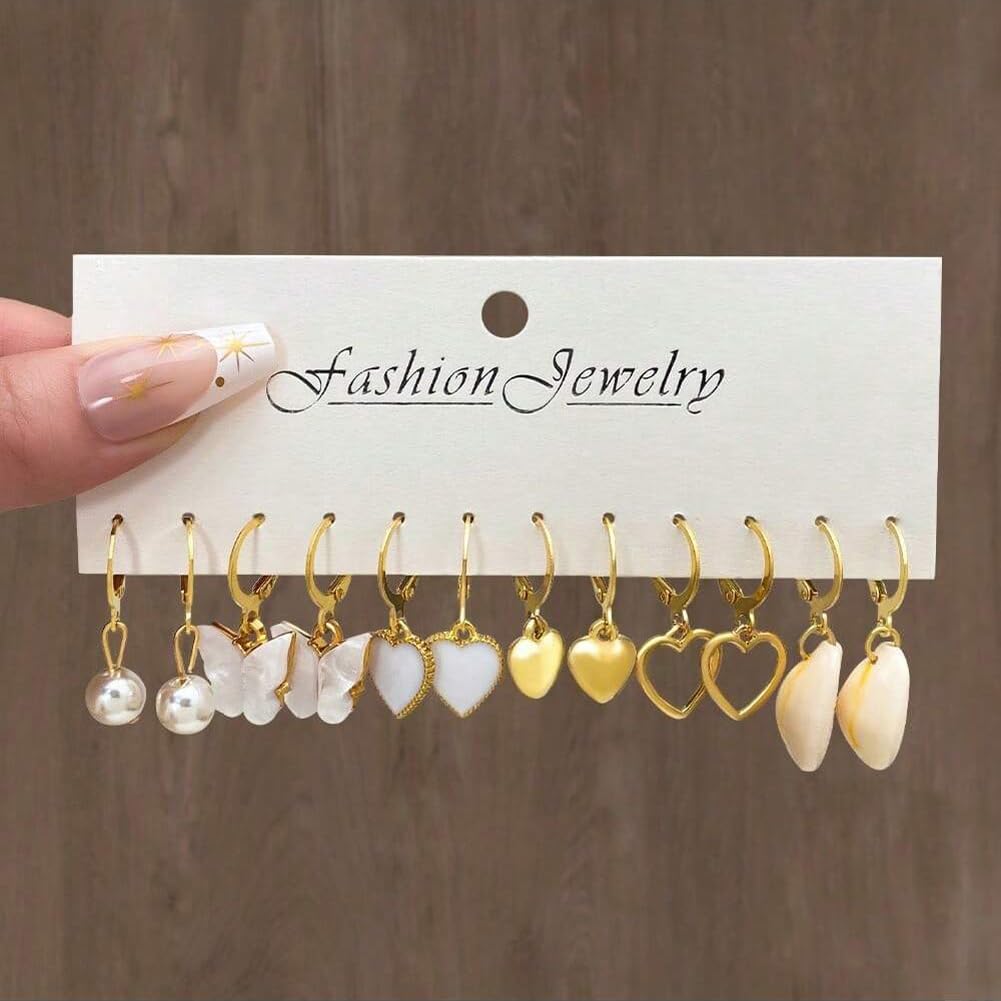 Shining Diva Fashion 12 Pairs Combo Set Latest Stylish Drop Earrings for Women and Girls (15859er)