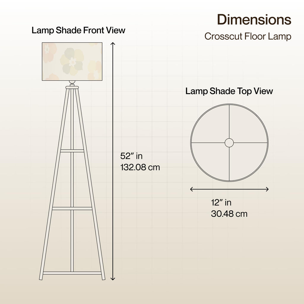 Crosscut Furniture Metal Floor Lamp with 3 Shelves (Fresh Flower) LED Bulb Included, Yellow