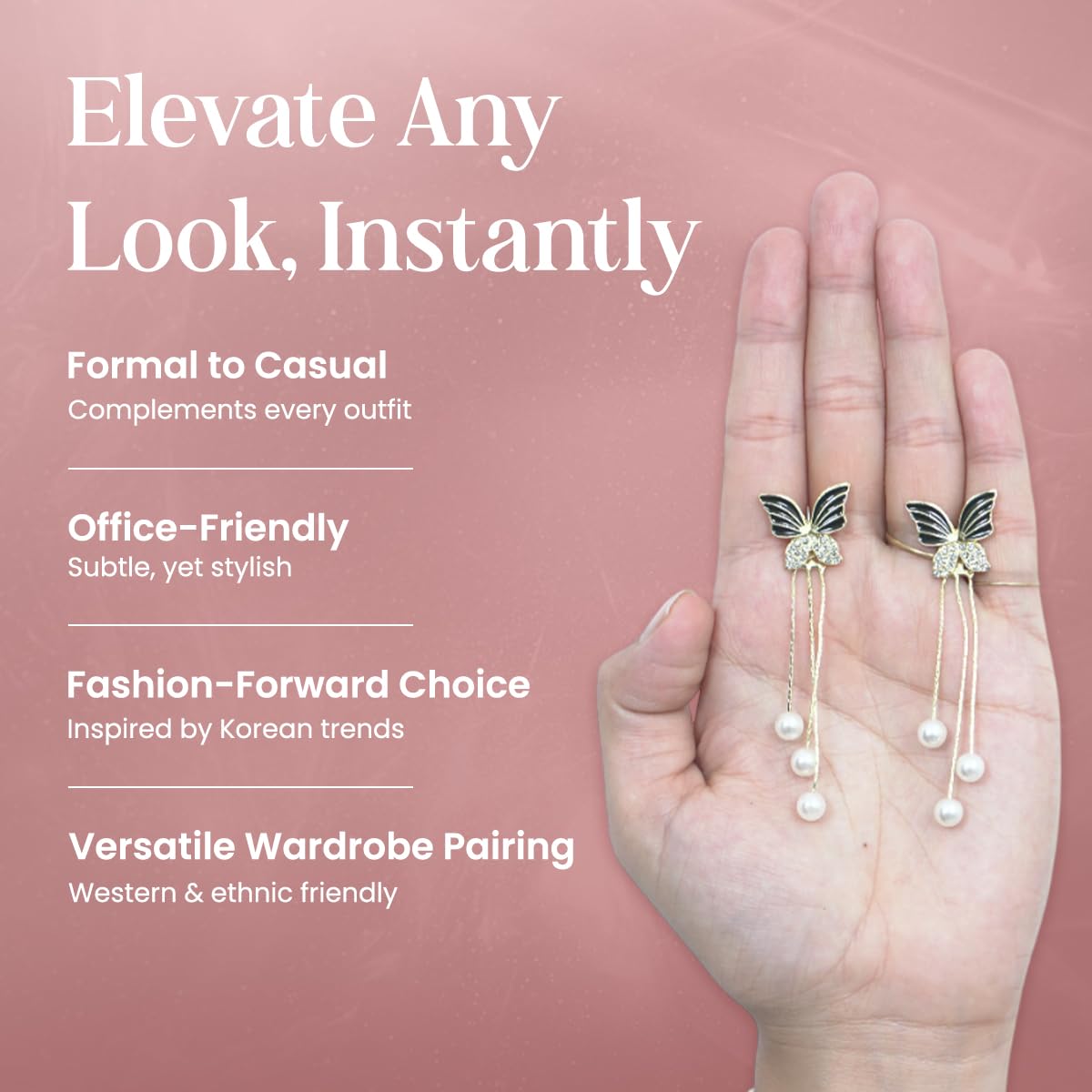 Elrose - 4 Pair of Korean Style Earrings for Girls| Earrings Combo Set for Women - Casual & Office Wearable Earrings