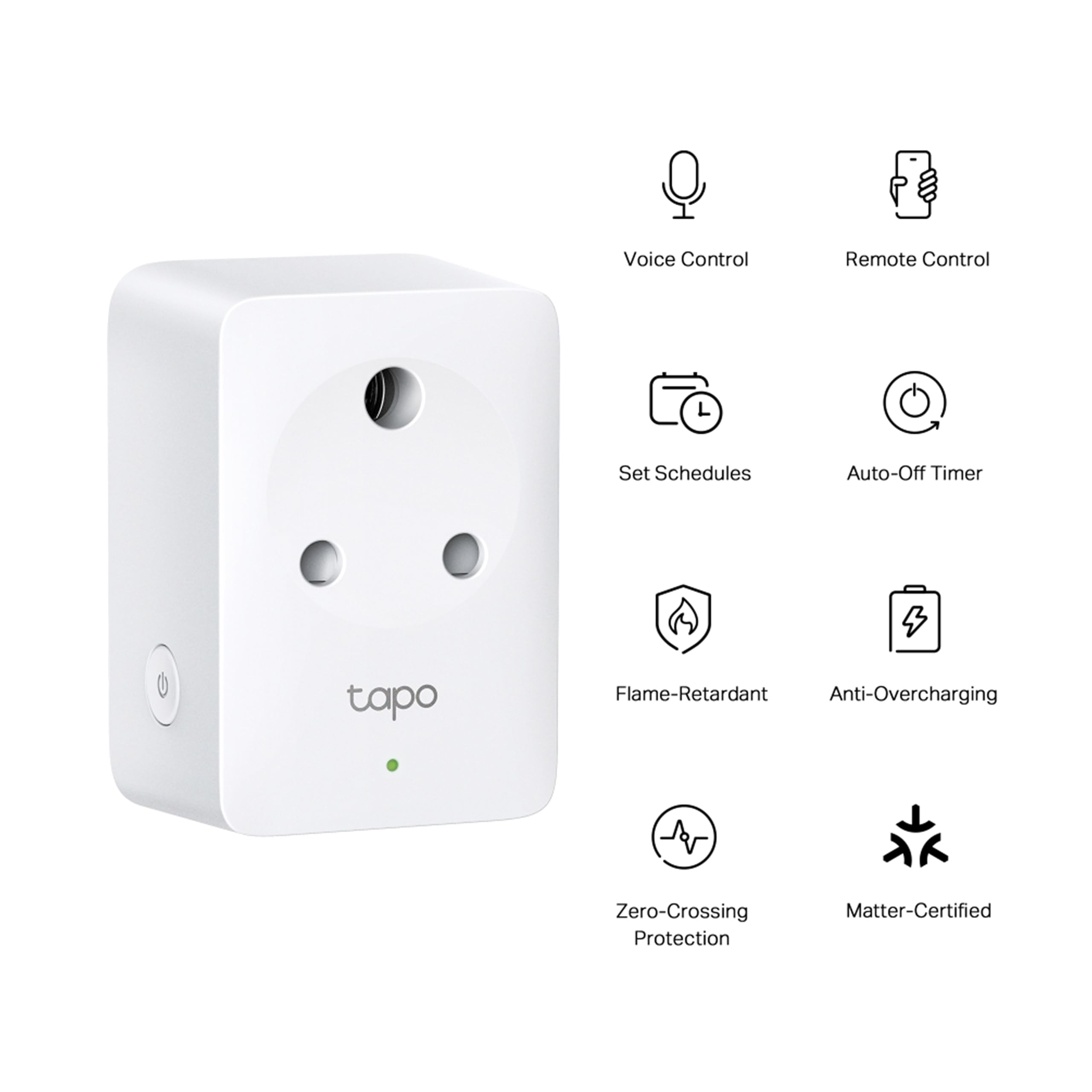 Tapo P116M 6A Mini Wi-Fi Smart Plug, Energy Monitoring & 4-Way Safety Protection | Compatible with Alexa, Google Home, Apple Home, Samsung SmartThings via Matter | Ideal for Small Appliances