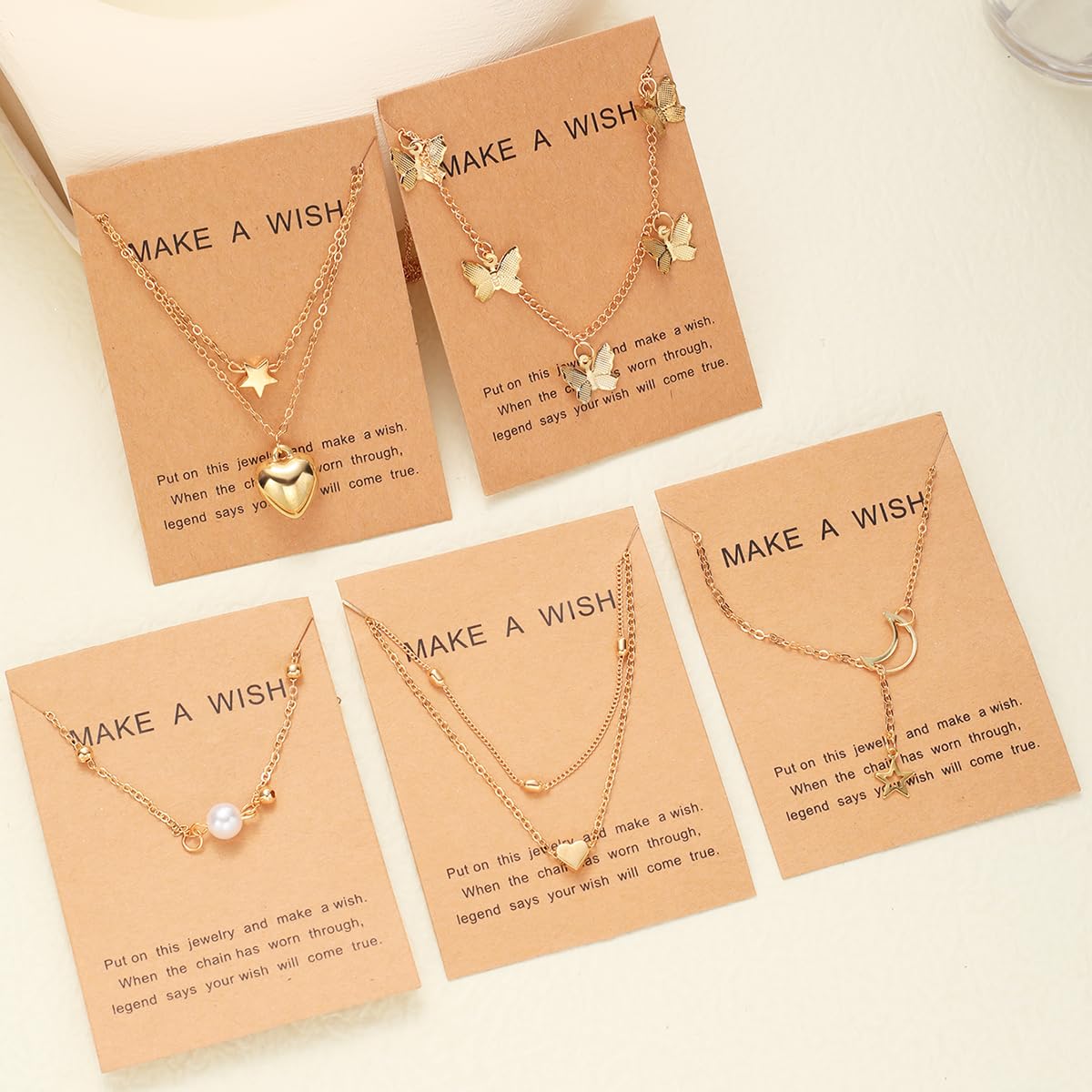 Shining Diva Fashion 5 Pcs Latest Stylish Heart Butterfly Pearl Necklace Jewellery Set for Women Pendant Necklace Gifts for Girls (16476np)