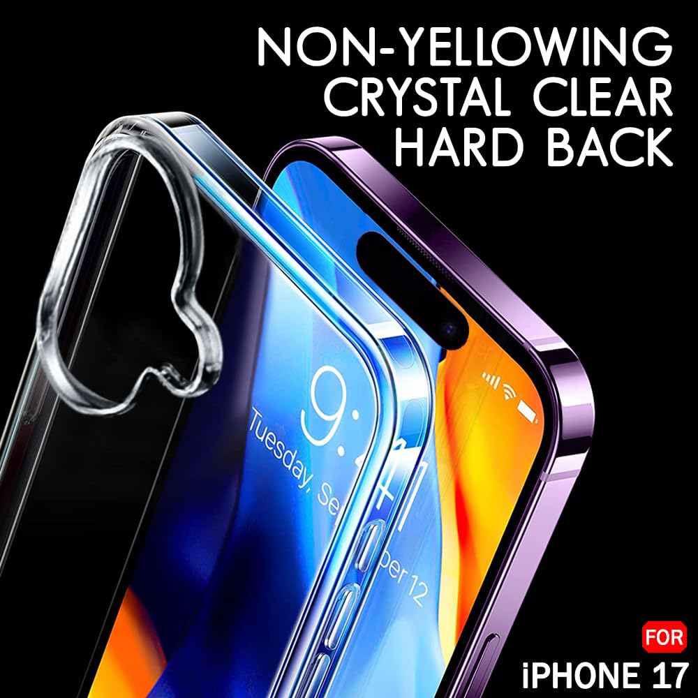TheGiftKart Ultra-Hybrid Crystal Clear Back Case Cover for iPhone 17 | Shockproof Design | Hard Back Cover Case for iPhone 17 (PC & TPU, Transparent)