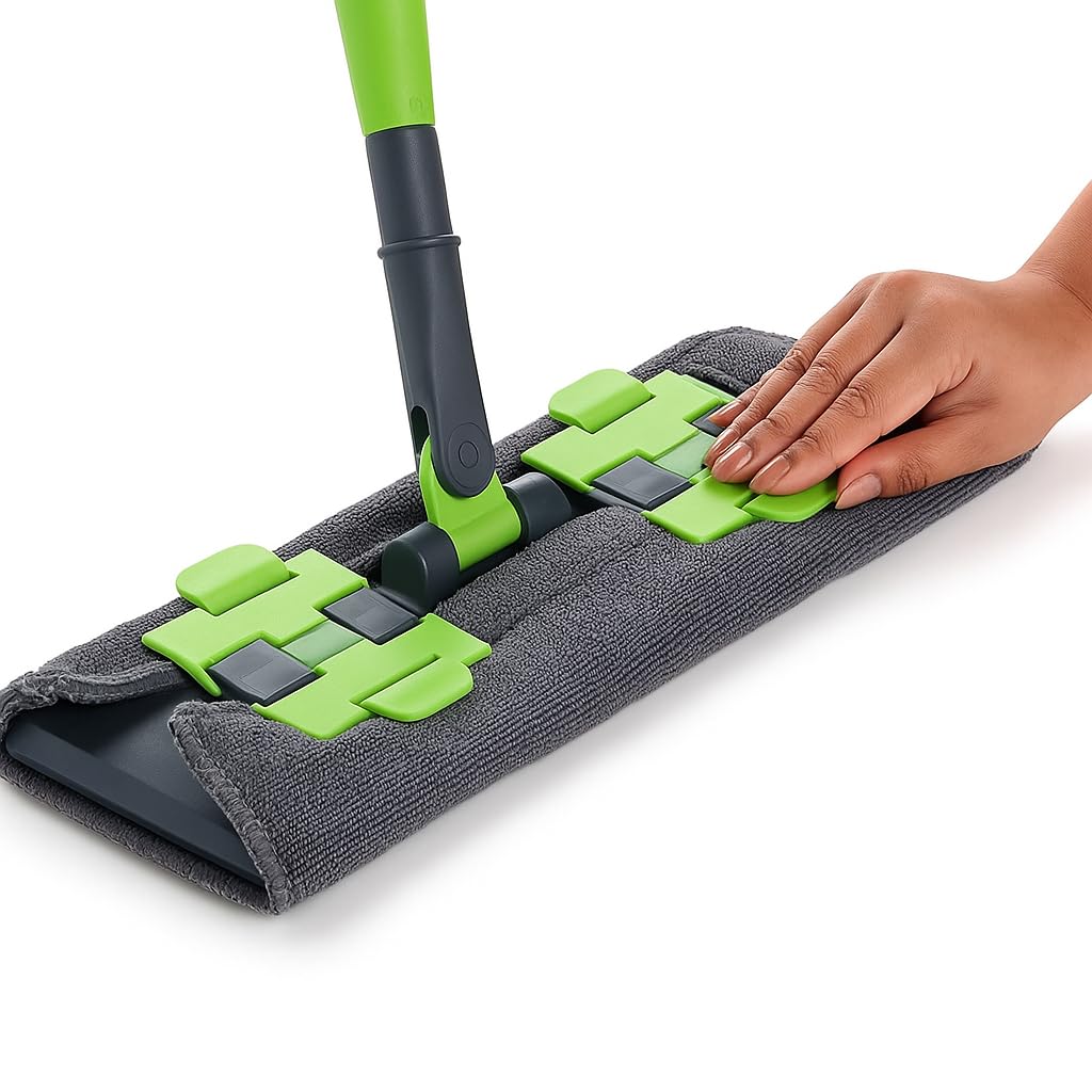 Flat Floor Cleaning Mop with Extendable Handle | Microfiber Reusable Pad | 360° Rotating Head | Lightweight Wet & Dry Mop for Home, Kitchen, Tiles & Wooden Floors