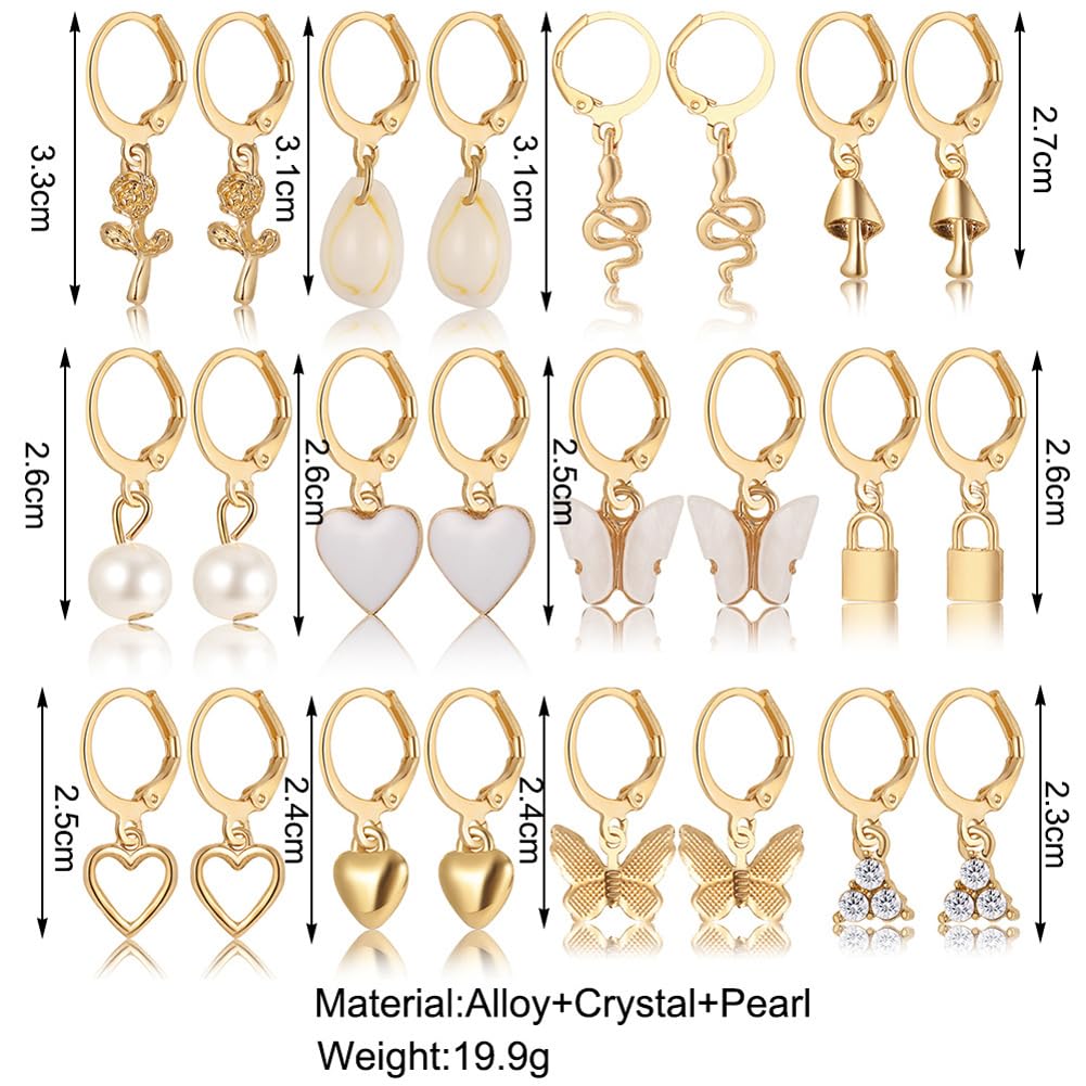 Shining Diva Fashion 12 Pairs Combo Set Latest Stylish Drop Earrings for Women and Girls (15859er)