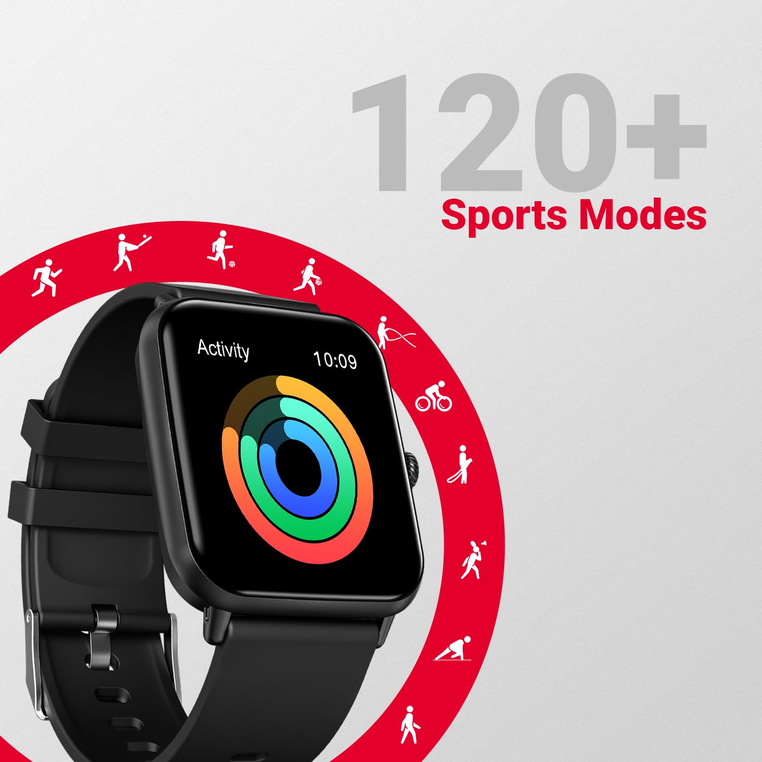 Fire-Boltt Ninja Call Pro Plus Bluetooth Calling Smart Watch, 1.83″ HD Display, AI Voice Assistant, 120+ Sports Modes, IP67 Waterproof, SpO2 & Heart Rate Monitor Smartwatch for Men & Women - Black