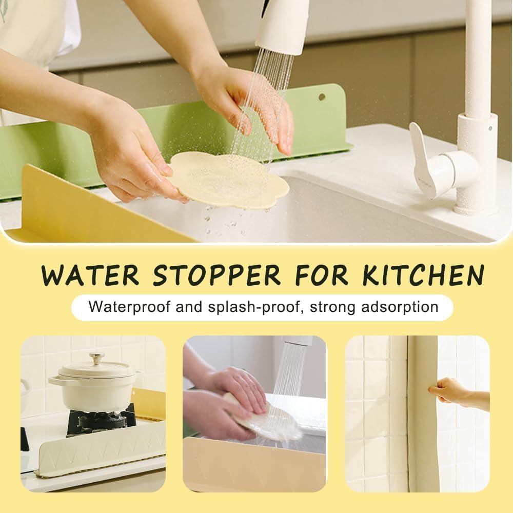 Zestzen Silicon, Sink Splash Guard for Kitchen and Bathroom, Silicon Sink Splash Guards with Strong Suction Gifts Cup,Silicon Flume Baffle Water Barrier for Kitchen Sink Anti-Splash Water