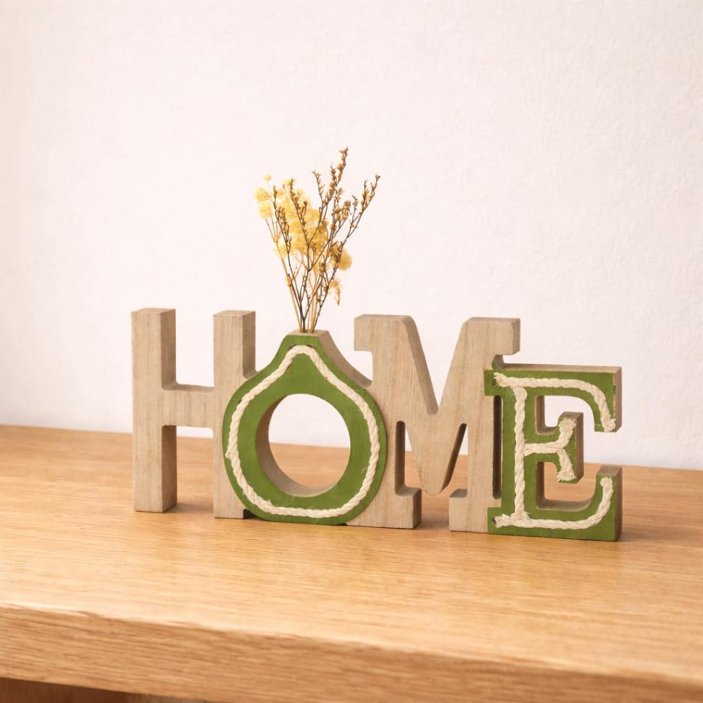 CraftVatika Home Decoration Items for Living Room, Wooden Decorative Showpiece for Home Decor, Tabletop Home Word Sign Showpiece, Aesthetic Wooden Table Decor Item, Housewarming Gift for Men Women