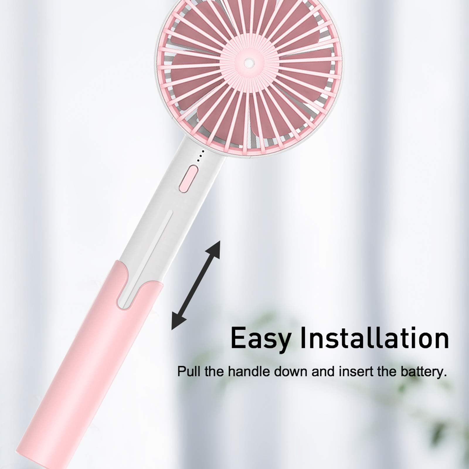 One94Store High Speed Portable USB Hand Fan, 4800 RPM, 1200mAh Rechargeable Battery, Up to 6H Runtime, 3 Speed Modes for Travel, Office & Makeup, Pink – Mini Fan, Hand Fan, Small Fan, USB Fan