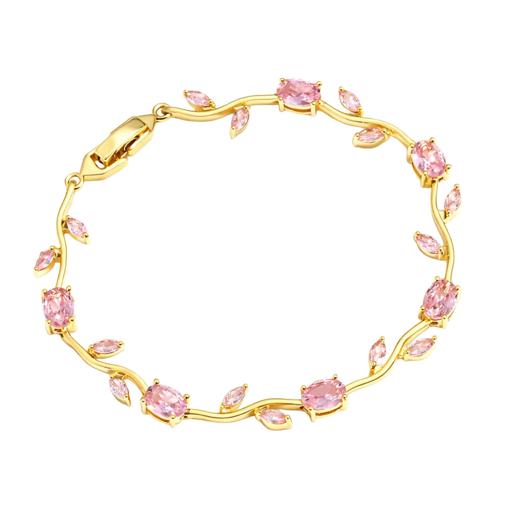 Salve Coquette Golden Baby Tulip Bracelet for Women Stylish | Anti Tarnish Jewellery for Women, Hand Wristlet for Girls | Aesthetic Accessories for Girls, Valentine’s Gift for Girlfriend (Pink - Gold)
