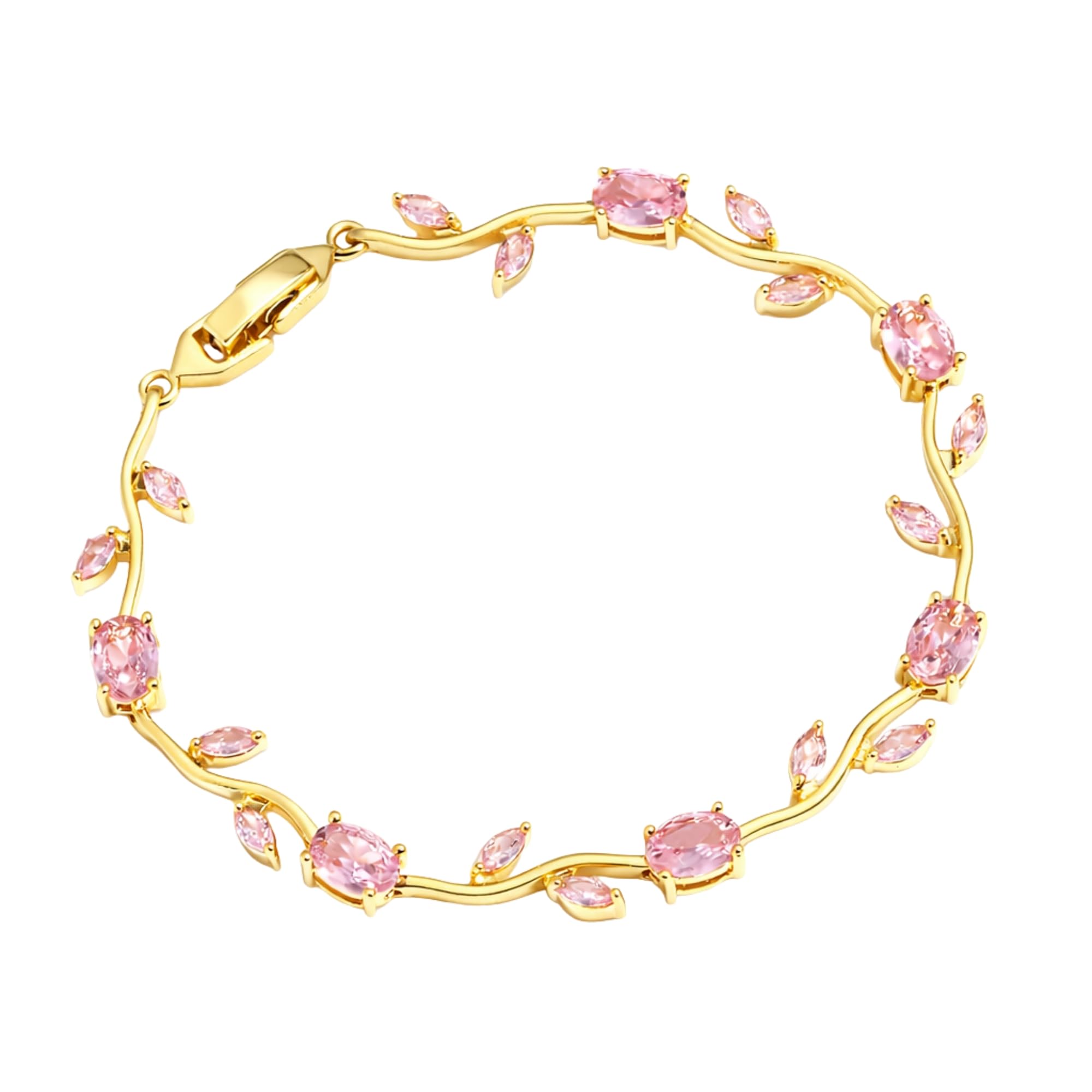 Salve Coquette Golden Baby Tulip Bracelet for Women Stylish | Anti Tarnish Jewellery for Women, Hand Wristlet for Girls | Aesthetic Accessories for Girls, Valentine’s Gift for Girlfriend (Pink - Gold)