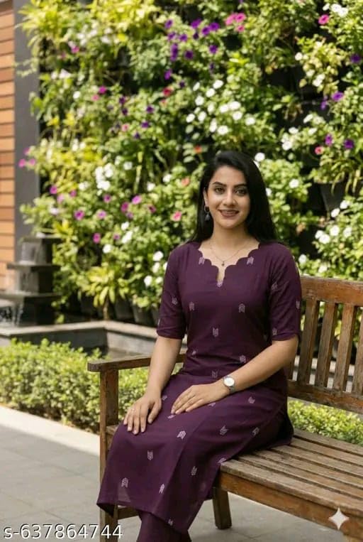 Women’s Printed Cotton Kurti | Stylish Traditional Kurta Wine