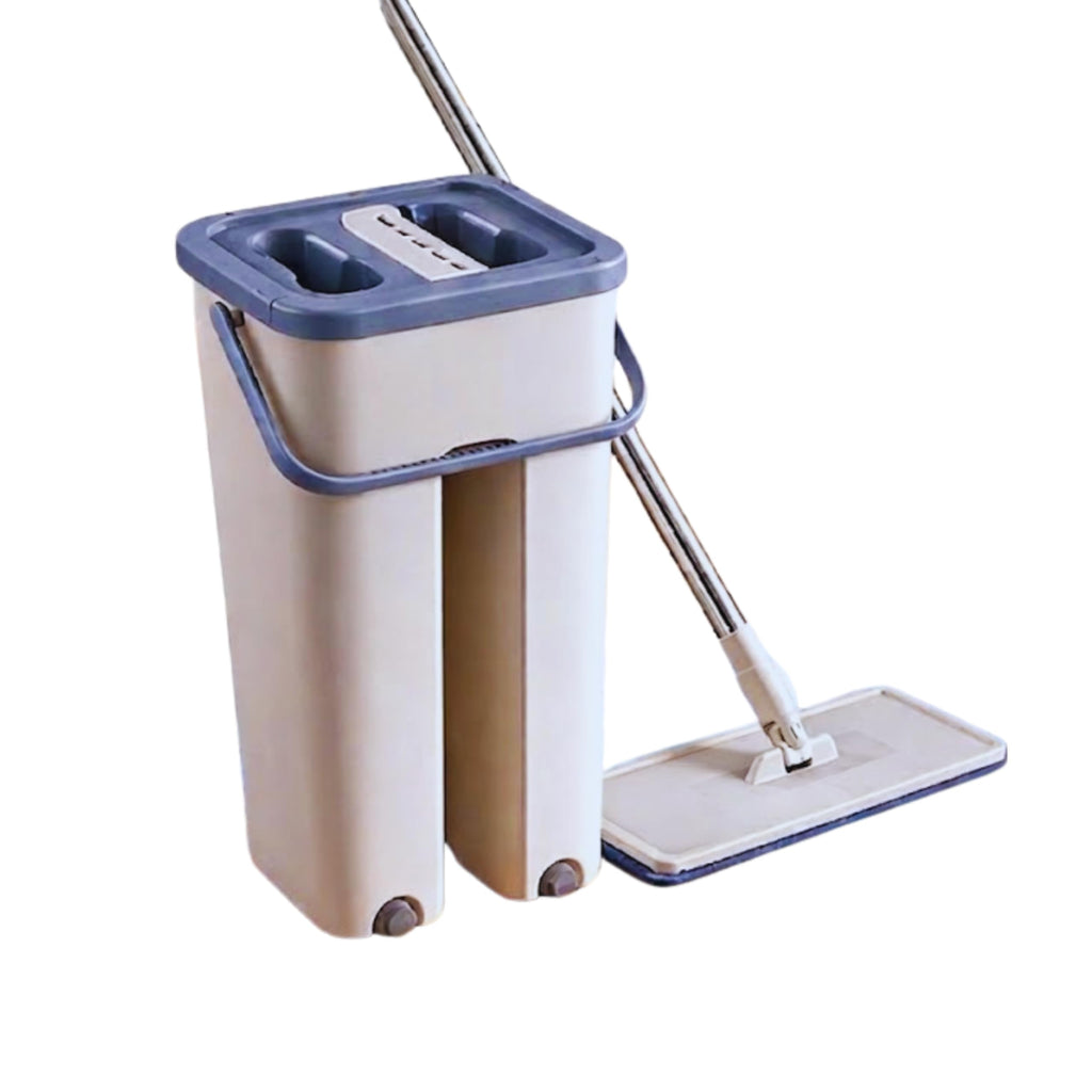 Krysonex - Flat Mop with Bucket for Home Floor Cleaning | Wash & Dry System | Easy Water Control | Home Kitchen Bathroom Cleaning Tool