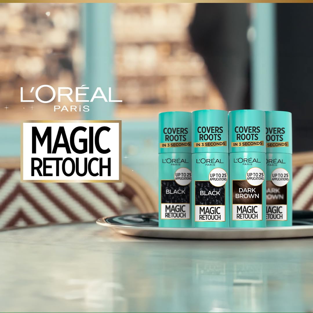 L’Oréal Paris Instant Root Concealer Spray, Ideal for Touching Up Grey Root Regrowth, Magic Retouch, 1 Black, 75ml (Pack of 2)