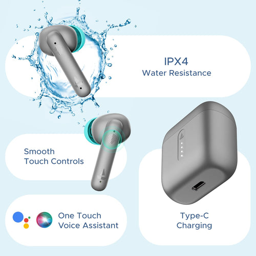 Boat Airdopes 141, Low Latency, ENx Tech, 42HRS Battery, Fast Charge, IWP, IPX4, Bluetooth Earbuds, TWS Ear Buds Wireless Earphones with mic (Cider Cyan)