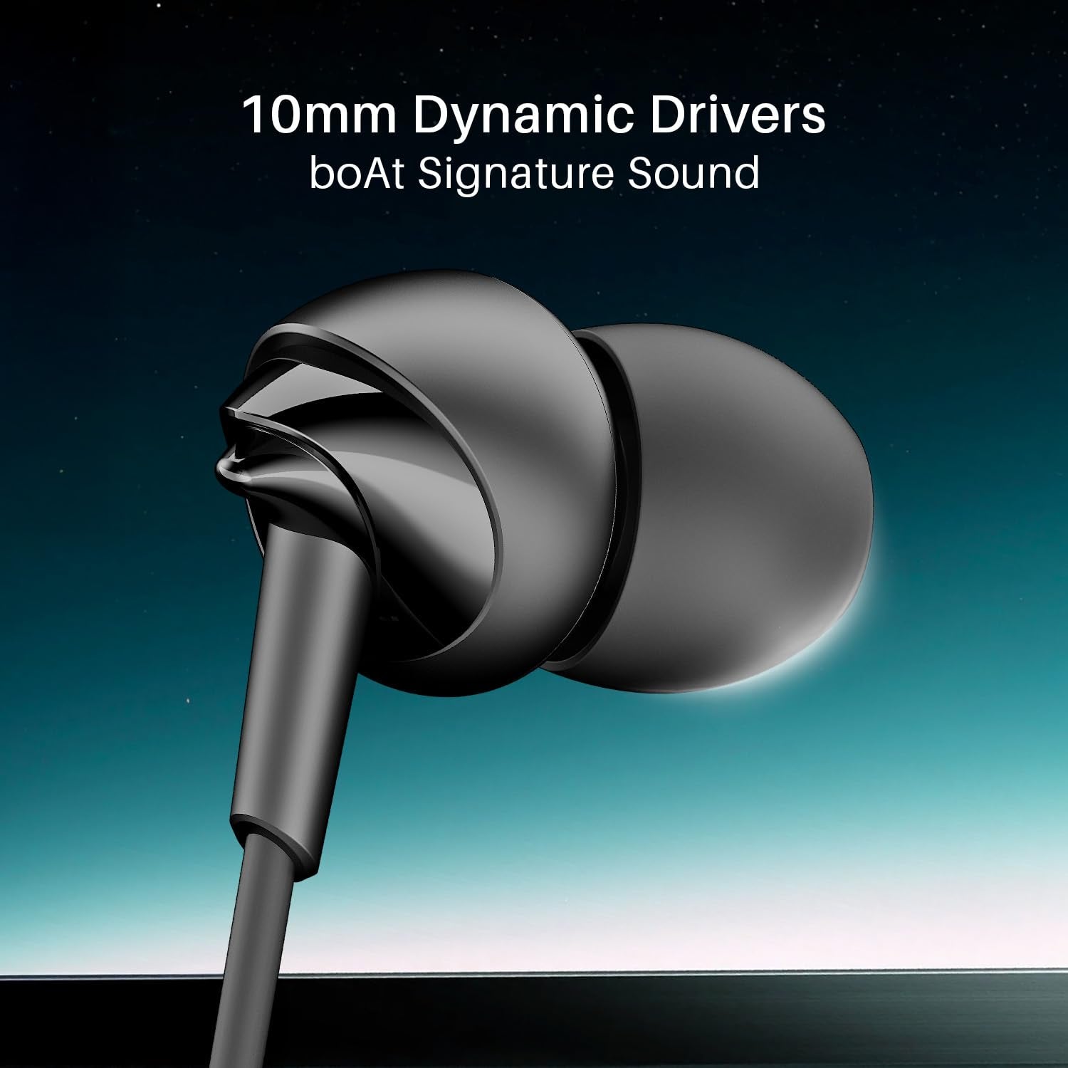 Boat Bassheads 300C Wired Earphones,Type-C Jack, 10mm Drivers, Signature Sound, in-Line Microphone, Integrated Controls, Voice Assistant & 120cm Cable (Active Black)