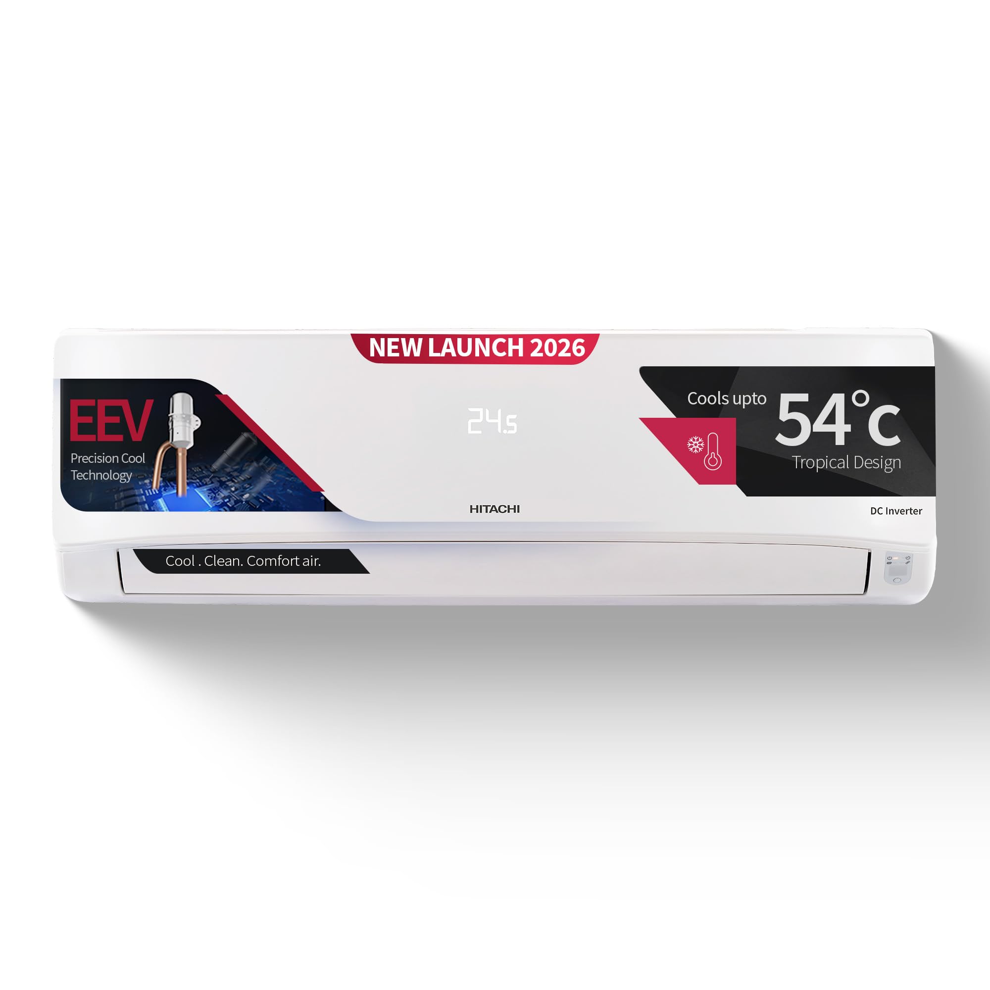 Hitachi 1.5 Ton 3 Star, New Star rated, Inverter Split AC(Copper, Smart View Display, 4 Way Swing,RAS.D318PCD2BS1, White)