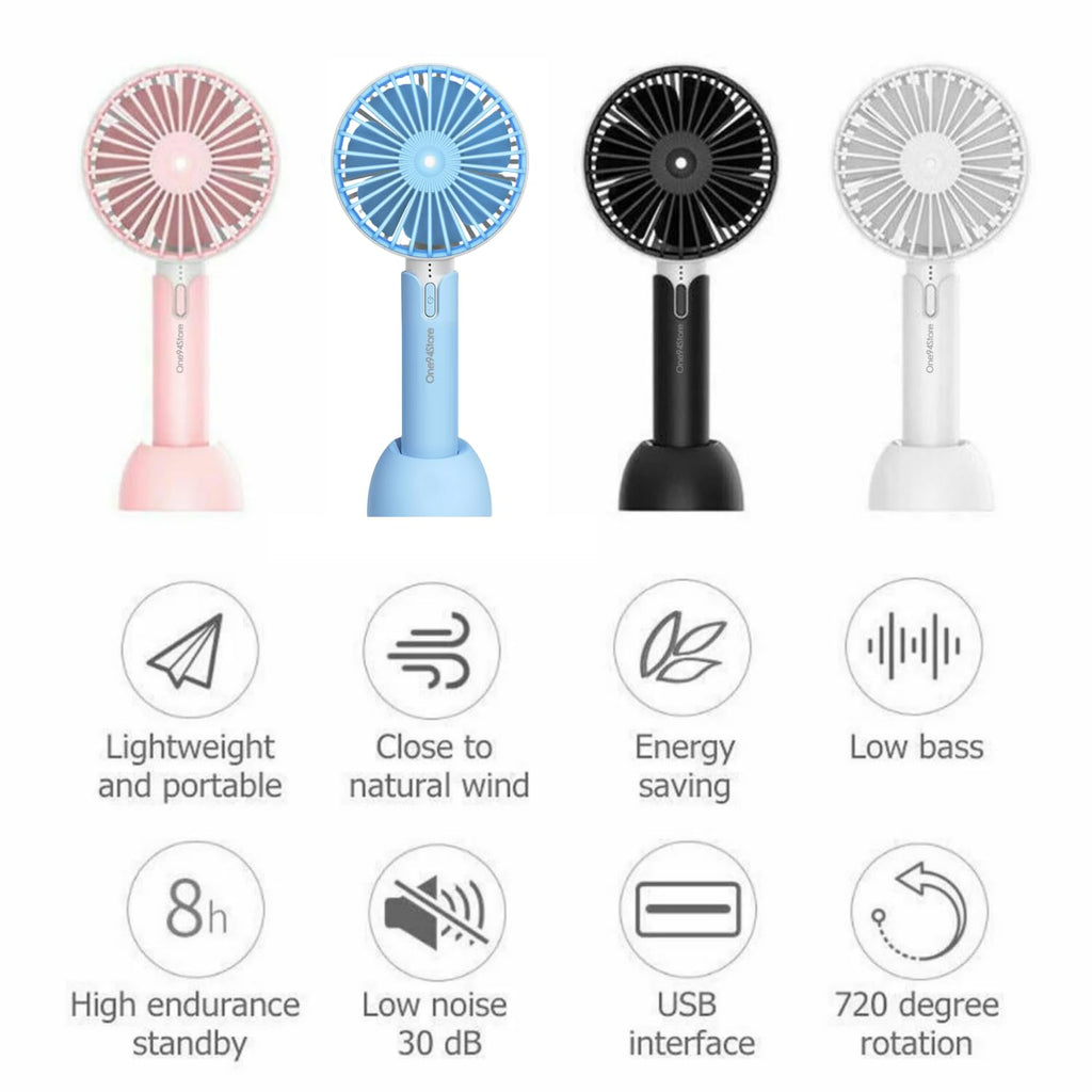 One94Store High Speed Portable USB Hand Fan, 4800 RPM, 1200mAh Rechargeable Battery, Up to 6H Runtime, 3 Speed Modes for Travel, Office & Makeup, Pink – Mini Fan, Hand Fan, Small Fan, USB Fan