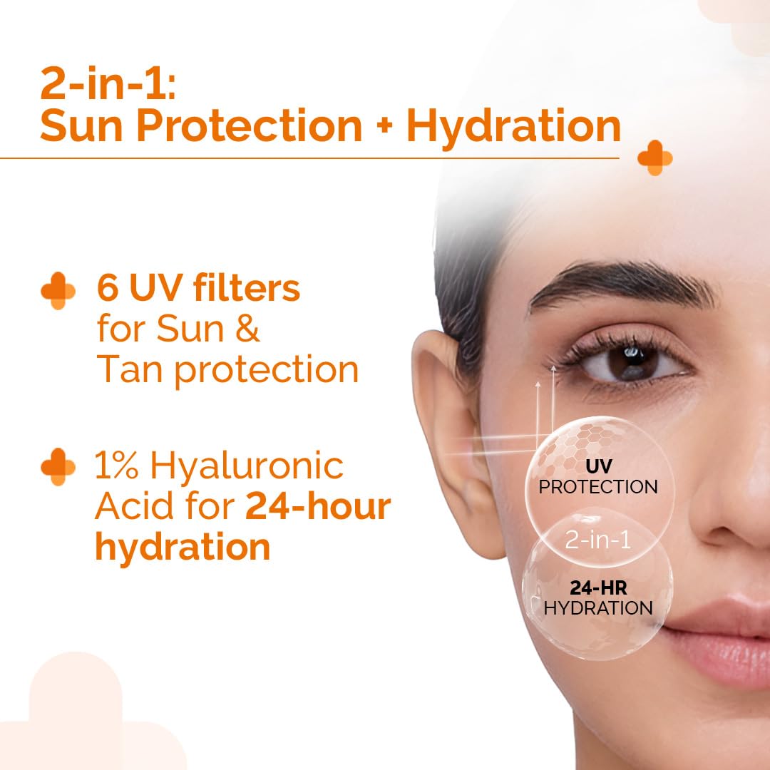 The Derma Co 1% Hyaluronic Sunscreen Aqua Gel SPF 50 PA++++ | Hydrating, Lightweight & Non-Greasy | No White Cast | Broad Spectrum & Blue Light Protection | Clinically Tested - (In-Vivo) | 30 g