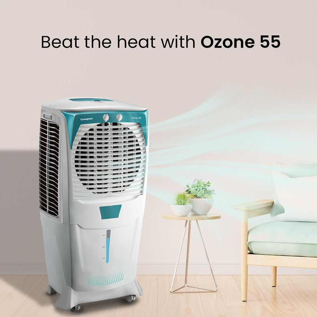 Crompton Ozone 55 Litres Desert Air Cooler for home | Large & Easy Clean Ice Chamber | 4-Way Air Deflection | High Density Honeycomb Pads | Everlast Pump | Auto Fill