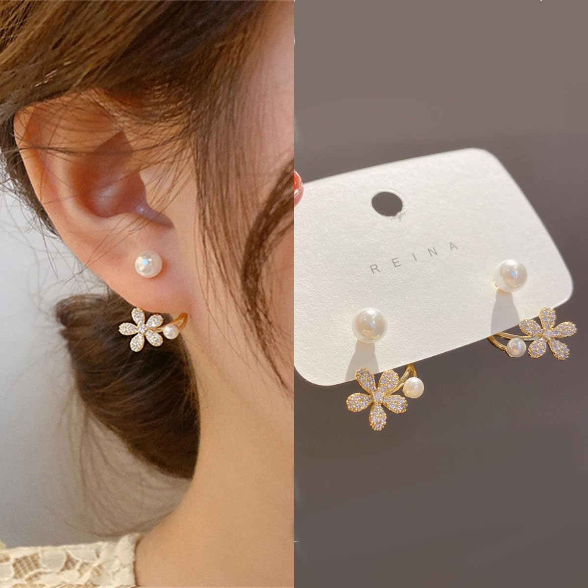 3 Pairs Earrings for Women Stylish, Korean Earrings for Girls Stylish, Pearl Earrings Set for Women, Elegant Dainty Studs, Perfect for Daily and Special Occasions