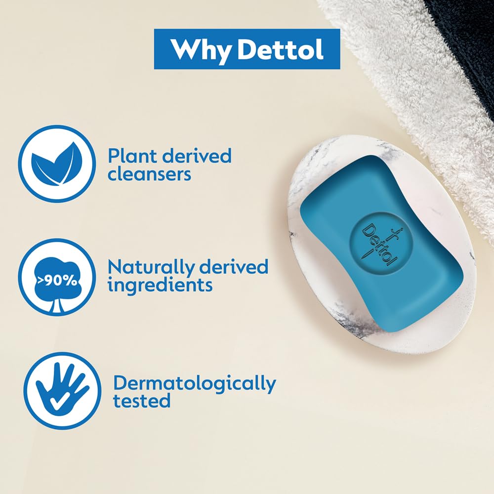 Dettol Icy Cool Bathing Soap Bar With 3x intense cooling (400gm), 100gm - Pack of 4