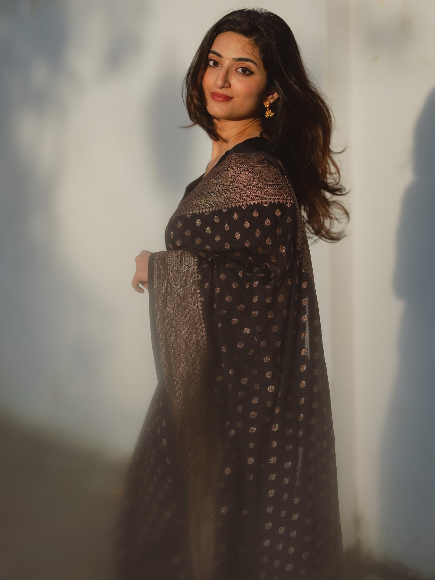 Shasmi Women's Black Banarasi Pure Kanjivaram Silk Saree Soft new ladies Design Wear Pattu Sarees Latest 2026 Cotton Party Sari collections With Blouse Piece for Wedding sadi (KS-229 BLACK)