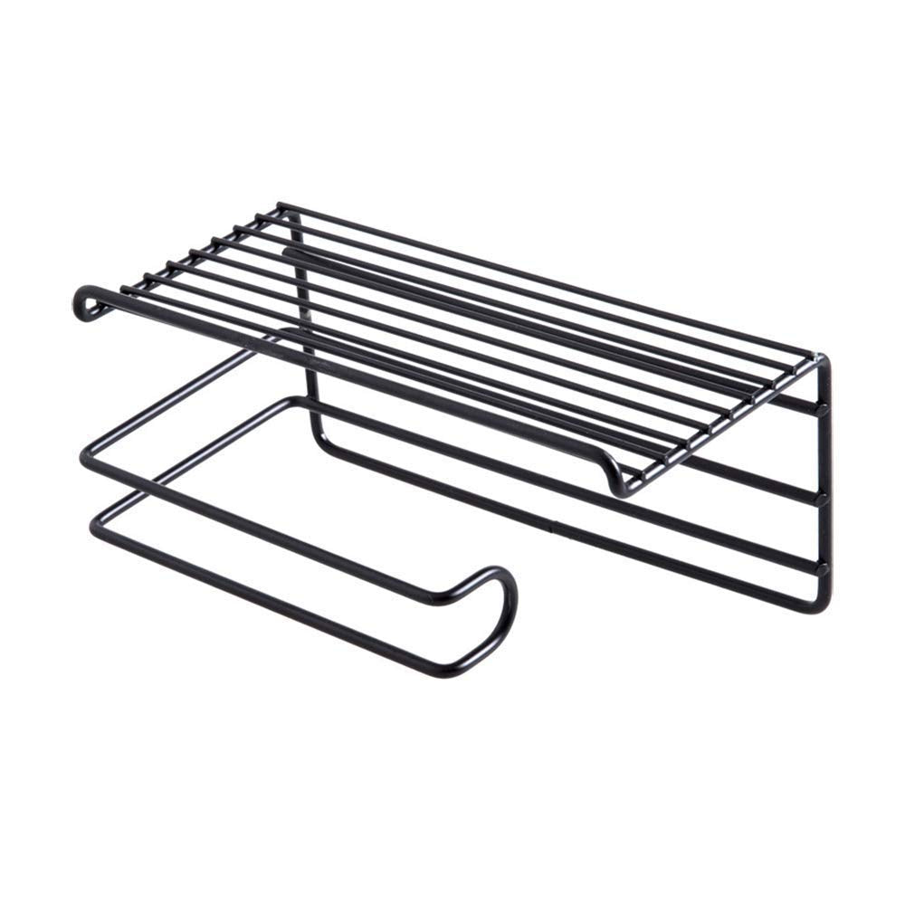 Zollyss 1 Pc Adhesive Toilet Paper Holder with Shelf Tissue Paper Roll Towel Holder Storage Rack - (Standard Size, Black)