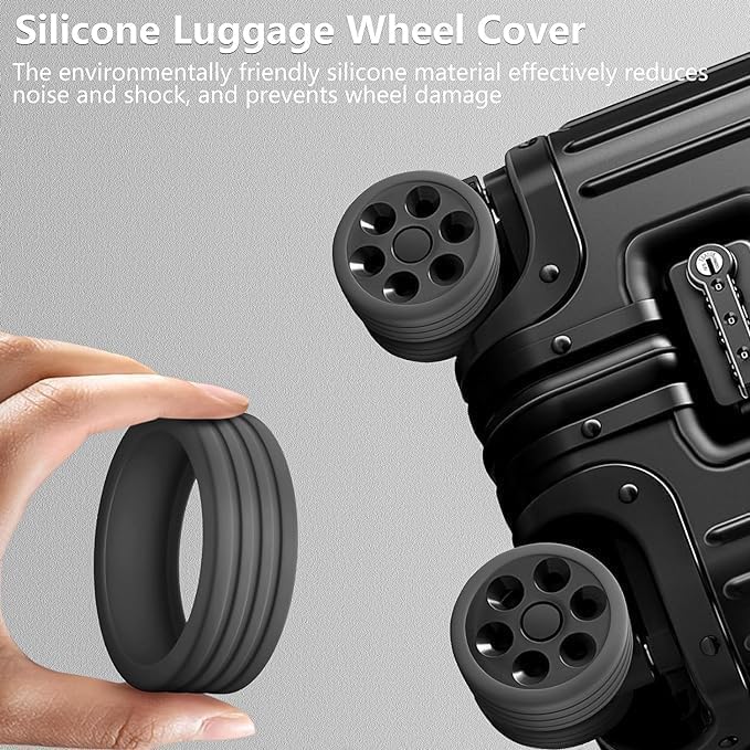 Hakily Luggage Wheel Silicone Protector Cover, Trolley Wheel Cover Silicone Shock Absorption Wheel Cover for Trolley Bag Suitcase Wheel Cover Silicone Spinner Wheel Bag/Chair,(Black) (16PCS)
