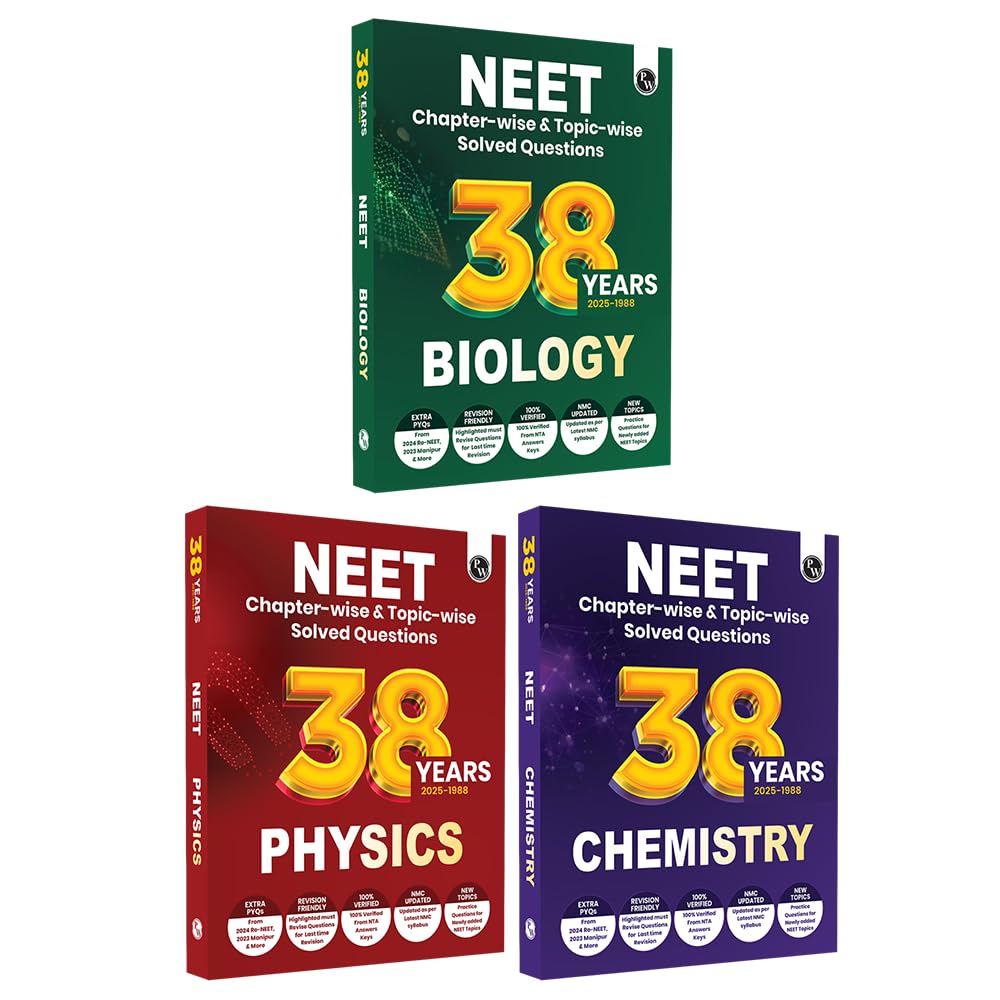 PW 38 Years NEET Previous Year Solved Question Papers Physics, Chemistry and Biology PYQ Combo Set of 3 Books (2025 - 1988) Chapterwise Topicwise Solutions For NEET Exam 2026 [Paperback] PW