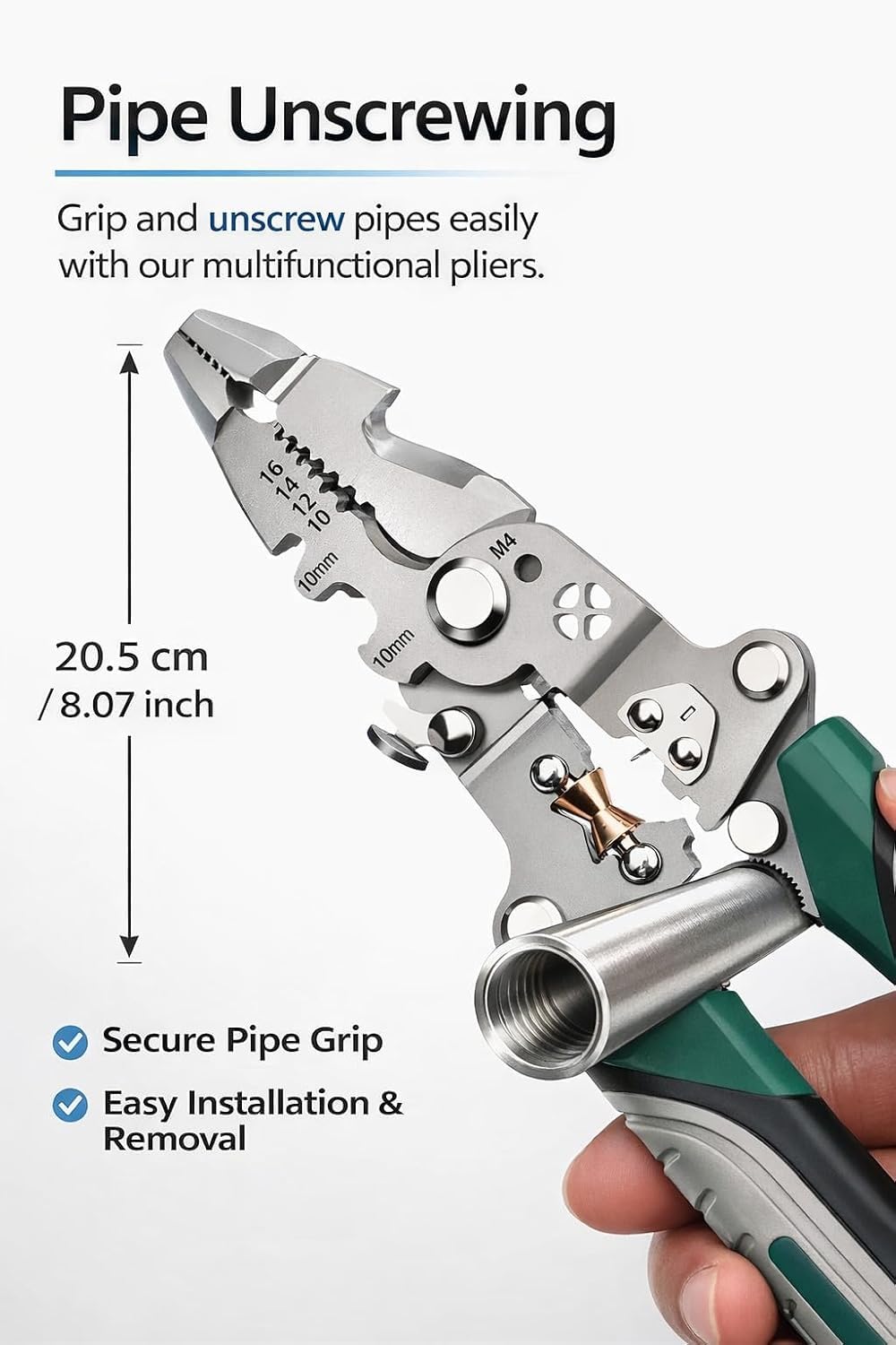 20-in-1 Multifunctional Stainless Steel Wire Cutter Foldable Wire Stripper Crimper Cable Cutter Pliers Non slip Grip for Cutting Electrical Stripping Tool & Crimping Tool with [LED Voltage Tester Pen]