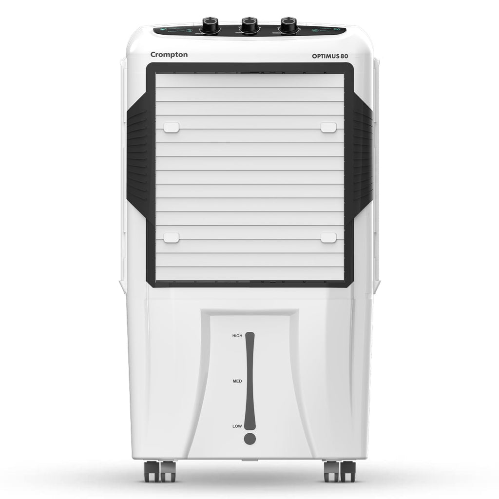 Crompton Optimus Desert Air Cooler 80L| High density honeycomb| Auto fill| Water Level indicator| Fully collapsible Louvers| 4 way Air deflection| Humidity control| Cooling mode & Auto Swing