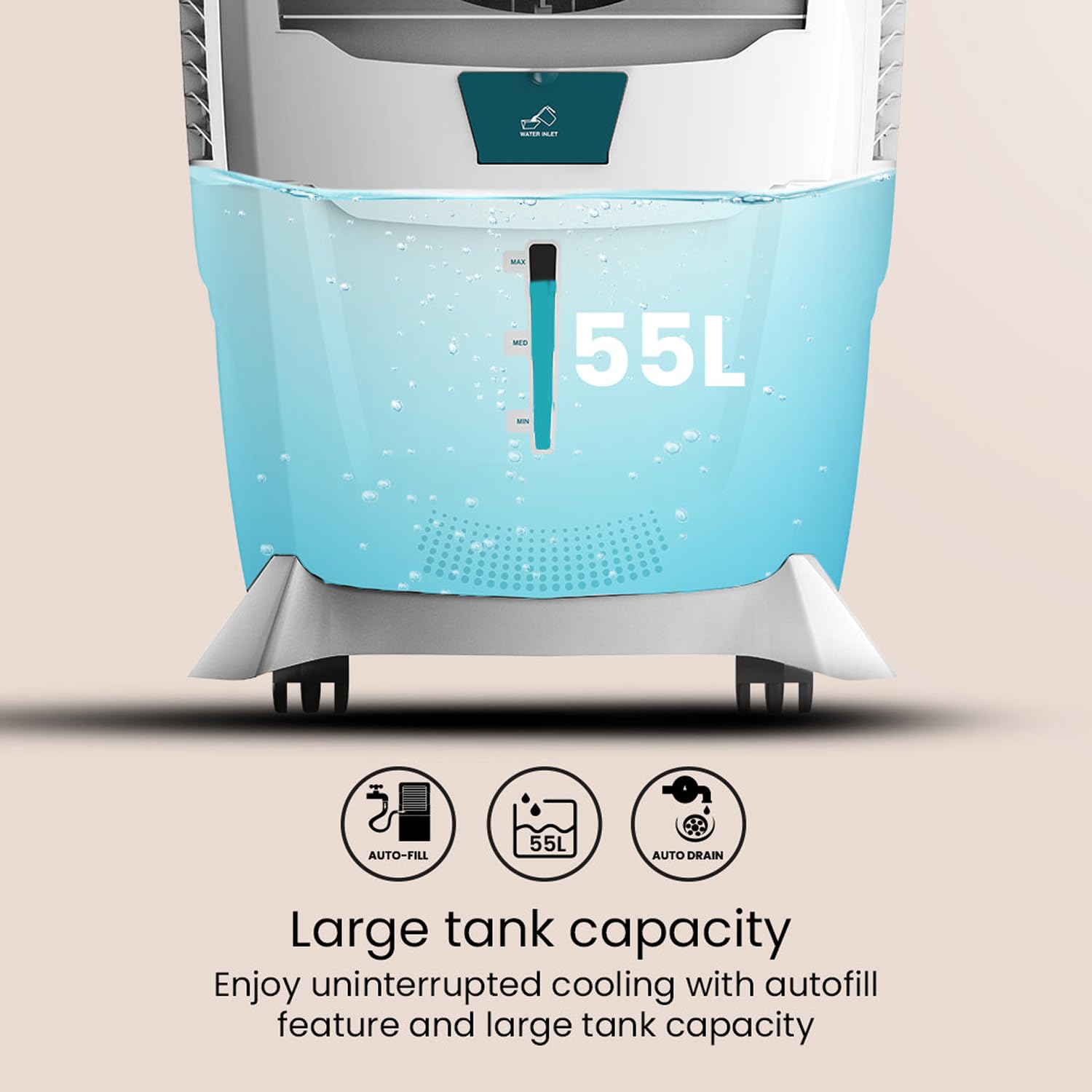 Crompton Ozone 55 Litres Desert Air Cooler for home | Large & Easy Clean Ice Chamber | 4-Way Air Deflection | High Density Honeycomb Pads | Everlast Pump | Auto Fill