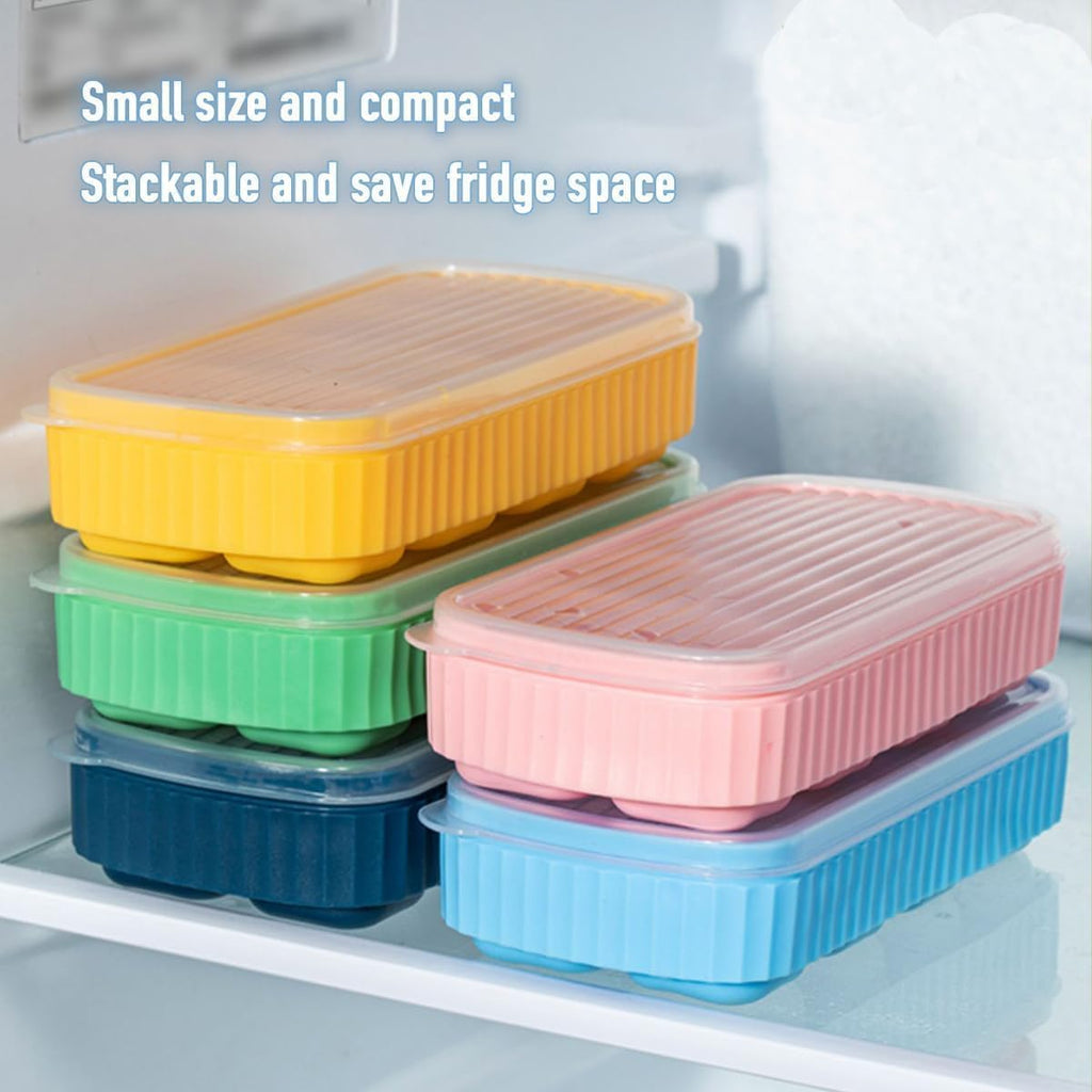 CLOUDVALLEY [3 Pack] Multicolor Ice Cube Tray with Lids, 2-Inch Large Silicone Flexible 8-Cavity Ice Maker Molds for Whiskey & Cocktails, Easy-Release Reusable Ice Cubes, BPA-Free