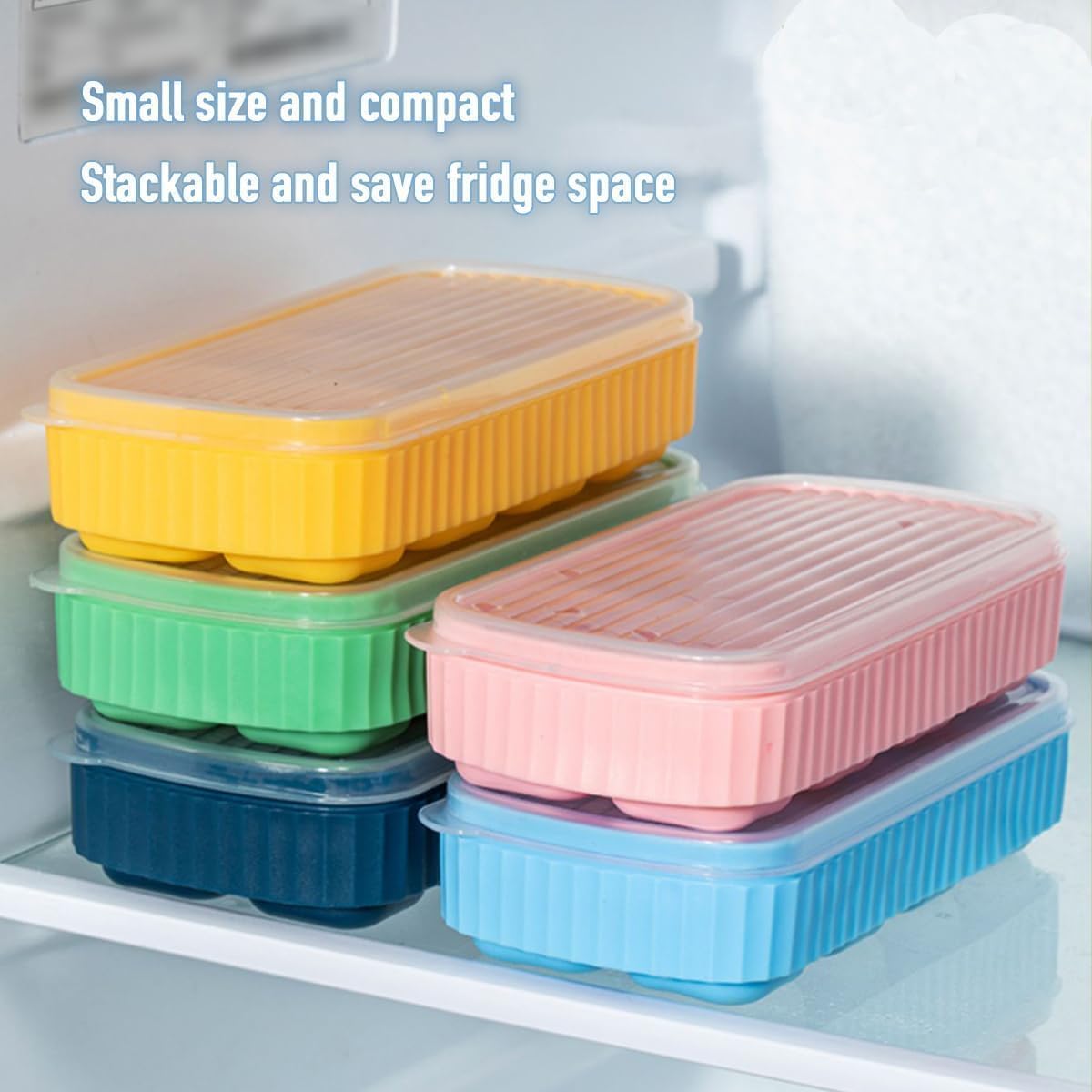 CLOUDVALLEY [3 Pack] Multicolor Ice Cube Tray with Lids, 2-Inch Large Silicone Flexible 8-Cavity Ice Maker Molds for Whiskey & Cocktails, Easy-Release Reusable Ice Cubes, BPA-Free