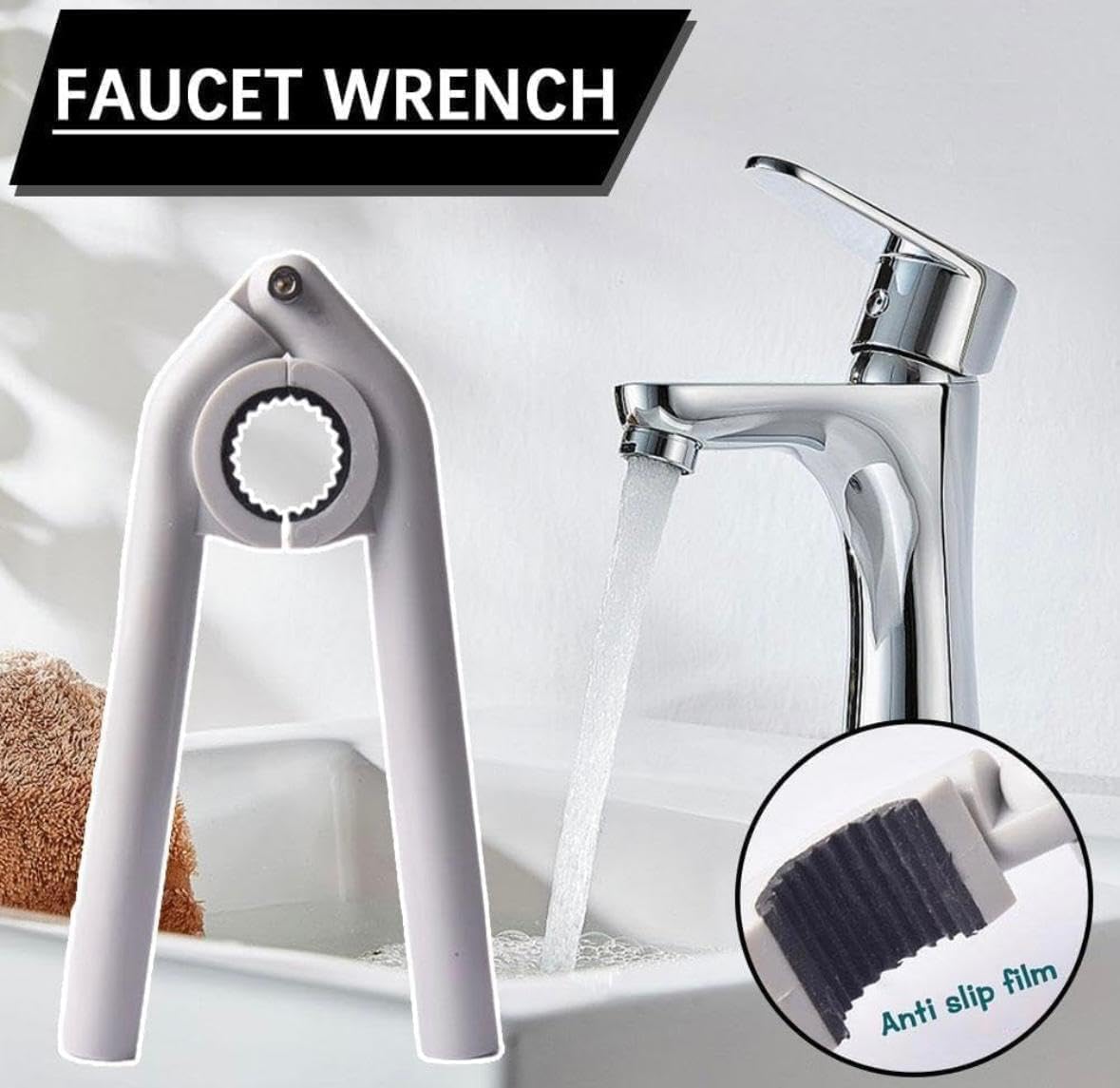 CHEALPANI Anti Slip Plumbing Repair Wrench Tool for Kitchen Bathroom Universal Tap Faucet Opener Spanner Plastic Sink Wrench for Tap Installation Easy Faucet Aerator Repair Tool for Home Plumbing