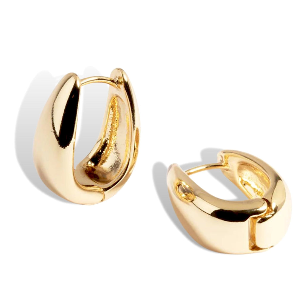 Salve Chic Chunky Oval Huggie Hoop Earrings for Women Fashion | Stylish Trendy Latest Gold Bali Western Dainty Ear Accessories | Korean Earrings for Girls | Valentine's Gift for Girlfriend