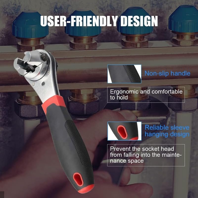 Homero Adjustable Ratchet Wrench 6-22mm Universal Spanner Tool | 60 Tooth Quick Ratchet Mechanism | Chrome Vanadium Steel Multi Size Wrench | Plumbing, Car Repair, Home Maintenance Hand Tool