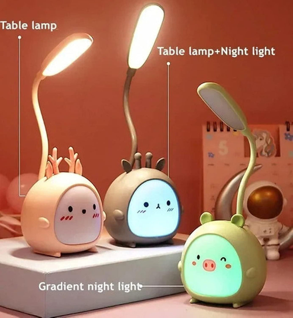 MoonlitDreams Rechargeable USB Warm Light LED Children Eye Protection Desk Lamps for Study Table Work from Home Yellow Color Light, Plastic, Cute Kids Lamp Pack of 1