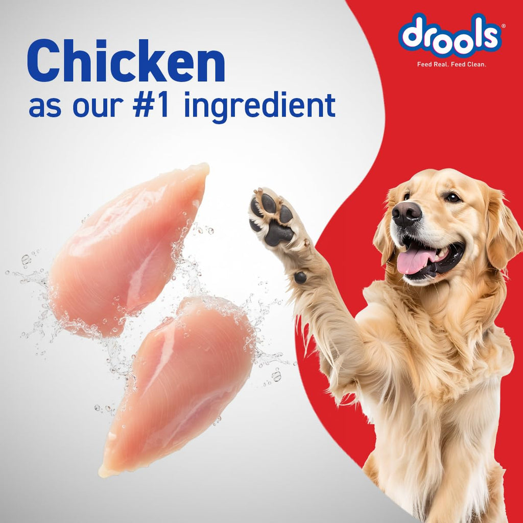 Drools Adult Dry Dog Food 4.2kg (3kg + 1.2kg Free) | Chicken & Egg Flavour | Supports Active Behaviour | Digestive Health & Immunity | Better Digestibility