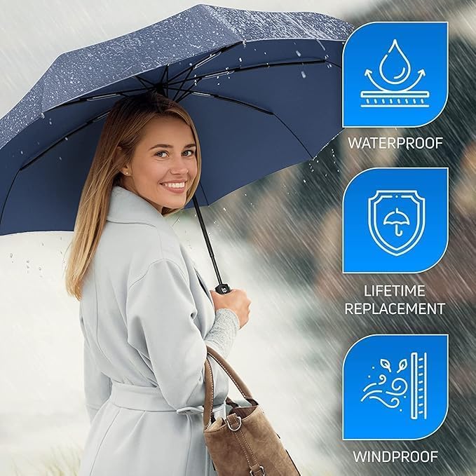 TEKCOOL Umbrella, UV Big Size Umbrella for Sun Protection Rain Windproof Strong Large 3 Fold for Men Women Kids Boys Girls Perfect & Stylish Windproof & Compact