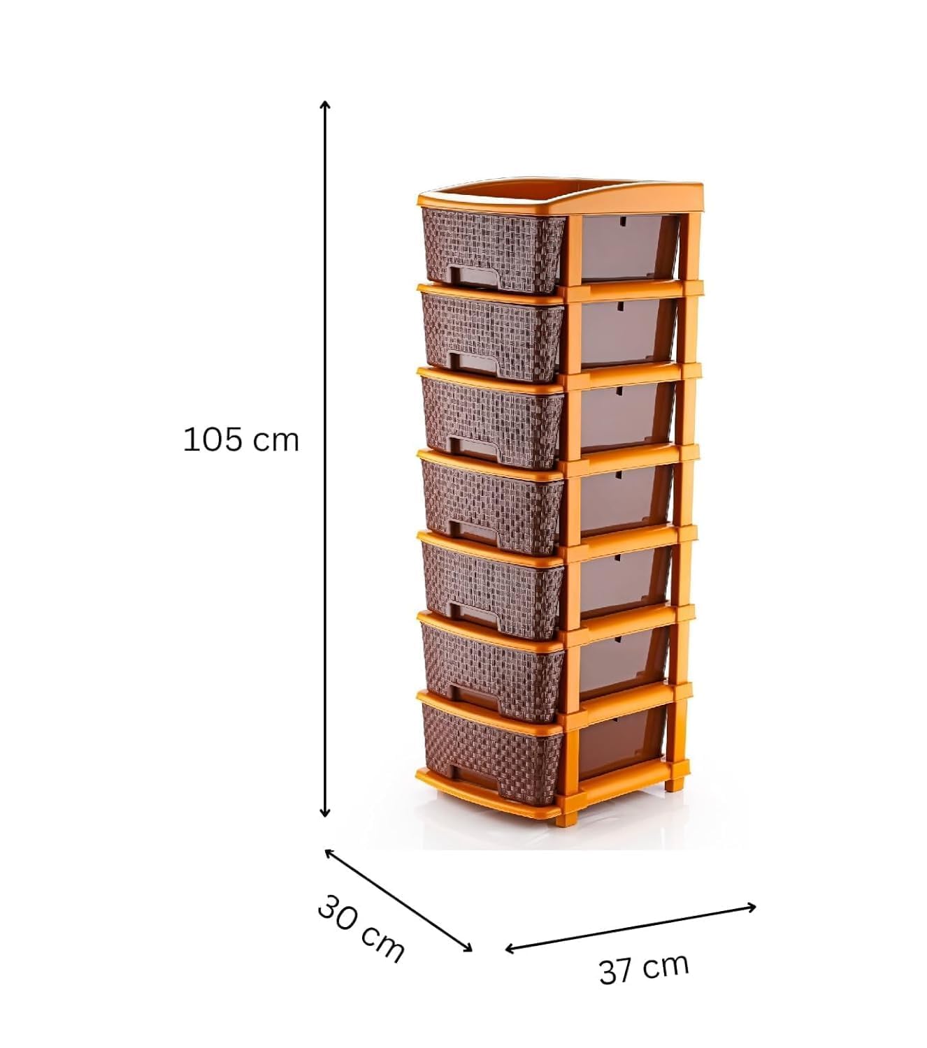 7 XL Plastic Modular Drawer System for Home, Office, Hospital, Parlor, School, Doctors, Home and Kids, Product Dimension When Asembeled (30Cmx37Cmx105Cm) (Chocolate Brown, 7XL)