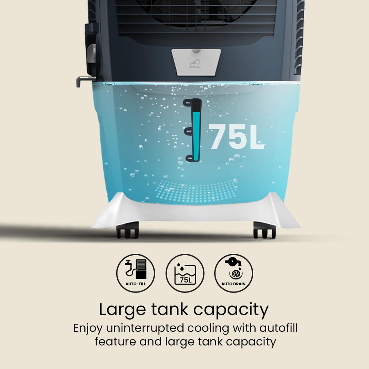 Crompton Ozone Royale 75 Litres Desert Air Cooler for home | Large & Easy Clean Ice Chamber | High Density Honeycomb Pads | Everlast Pump | Humidity Control | Auto Fill & Drain Function