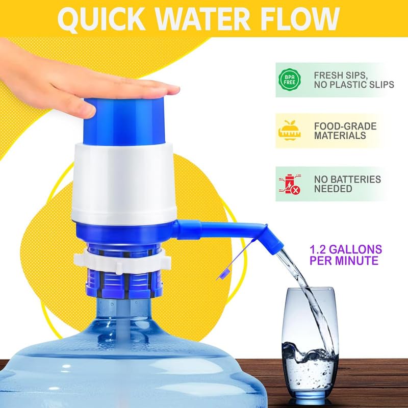 Manual Water Pump Dispenser for 20 Litre Bottle | Hand Press Drinking Water Pump with Long Nozzle | Portable, Easy to Install for Home, Office & Travel