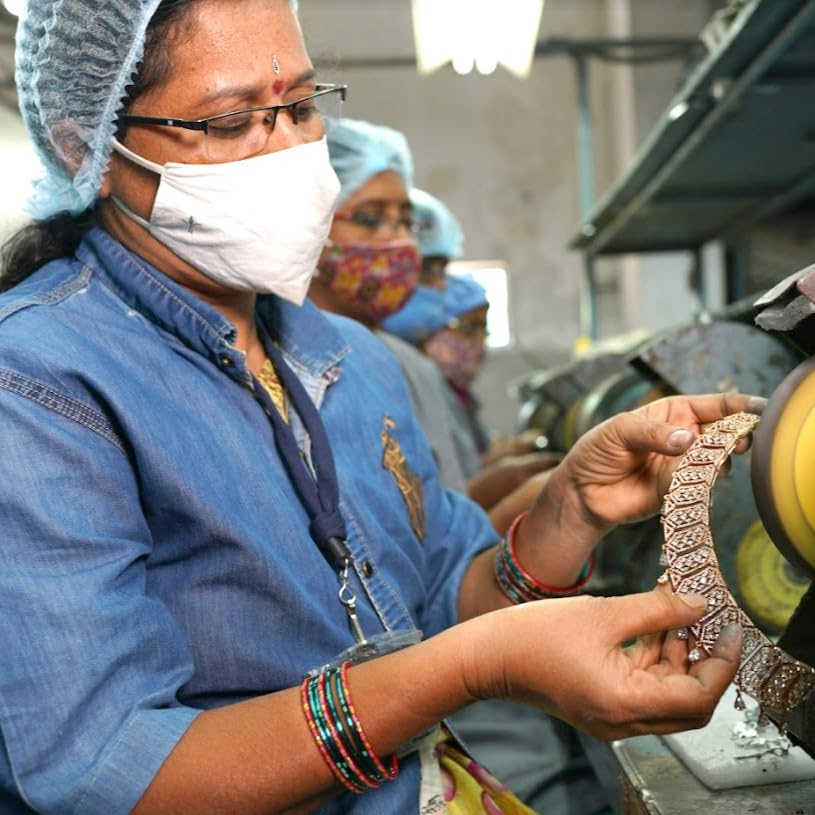 Estele Women's 24K Rose Gold Plated American Diamond Brass Metal Mesh Drop Earring